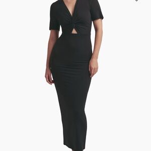 Favorite Daughter Black Sheath Maxi Dress with V-Neck